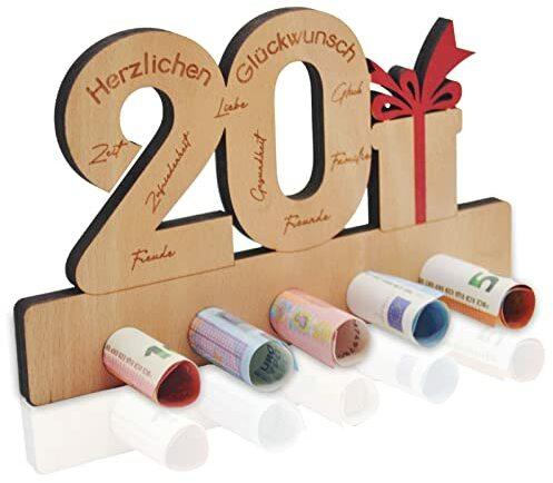 20. Geburtstag Geldgeschenk Holz, Geschenk zum 20.Geburtstag, Geldgeschenke zum Jubiläum, Holz Schild Gästebuch, Geschenke für Freunde Familie Mann Frau Männer Frauen