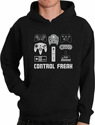Geschenke für Gamer Spieler - Control Freak Kapuzenpullover Hoodie Large Schwarz