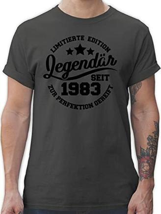 T-Shirt Herren - 40. Geburtstag - Legendär seit 1983 - XL - Dunkelgrau - Men Tshirt mit Spruch 40 Jahre Shirt für männer zum Tshirts sprüche vierzigsten Mann kreative Ideen t- Geschenk - L190