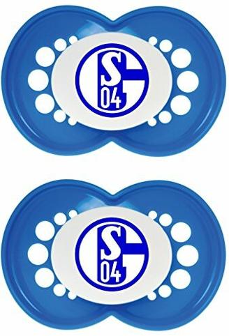 MAM Football Schnuller im 2er-Set, Original Schnuller im Fan Design vom FC Schalke, zahnfreundlicher Baby Schnuller aus MAM SkinSoft Silikon, 6-16 Monate