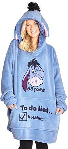 Disney Übergroße Hoodie Decke Damen Stitch Oversized Kapuzenpullover Madchen (Blau Eeyore)