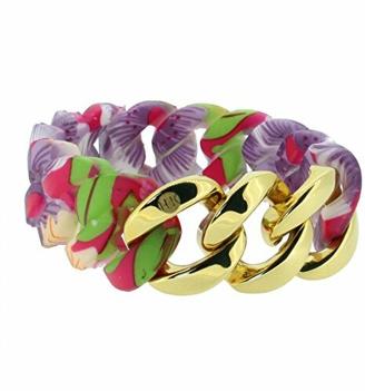 Hanse-Klunker Armband Damen ORIGINAL Silikon Muster Hawaii, Edelstahl Gold Frauen Mädchen Größe 18-19 cm inkl. Schmuck-Geschenk-Box