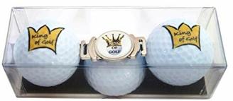 RoLoGOLF Geschenk-Set King of Golf mit 2 Golfbällen und Schuh-Clip - Besondere Geschenk-Idee für Golfer!