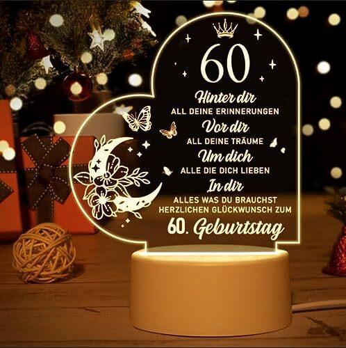60 Geburtstag Frau Mann, Geschenke zum 60. Geburtstag - Acryl Nachtlicht Geschenke Deko, 1963 60. Geburtstag für Vater, Mutter, Freunde, Ehemann, Ehefrau, 60. Geburtstag Geschenkideen