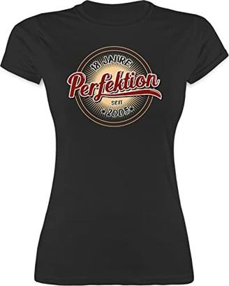 Shirt Damen - 18. Geburtstag - Achtzehn Jahre Perfektion seit 2005 - XXL - Schwarz - 18 geburrstag Tshirt Frau mädchen t-Shirt Geburtstags für 18jährige t-Shirts zum Geschenk 18th Birthday - L191