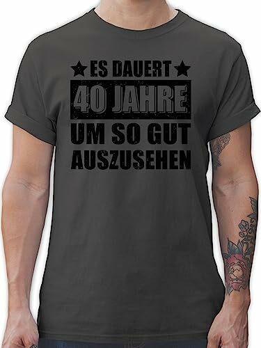 T-Shirt Herren - 40. Geburtstag - Es dauert vierzig Jahre um so gut auszusehen schwarz - L - Dunkelgrau - t Shirt 40 er Tshirt zum männer vierzigster 40igsten 40iger 40ter Geschenke lustiges - L190