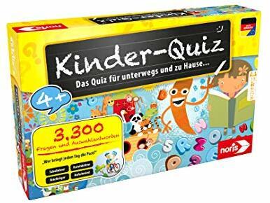 Noris 606013595 Quiz – Quizspiel mit 3300 Fragen und Wahlmöglichkeiten, für 1 - 6 Spieler, ideal für Zuhause oder auf Reisen, für Kinder ab 4 Jahren