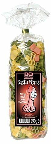 Bull & Bear Präsent bunte Erotik-Nudeln “Pasta Penis” 250 g, Motivnudeln handgefertigt, Geschenk
