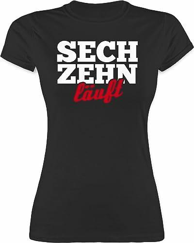 Shirt Damen - 16. Geburtstag - Sechzehn Läuft - M - Schwarz - Geburtstagsgeschenke 16 Tshirt mädchen Geschenke zum Jahre jährige t Shirts für t-Shirt Girl Geschenk 16-jährige Tshirts - L191