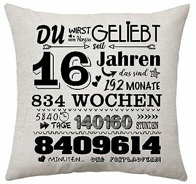 16. Geburtstag Geschenke für Mädchen und Jungen Kissenbezüge Geschenk für 16 Jahre Personalisierte süße 16-Geschenke für Tochter Nichte Enkelin Geburtstagsgeschenke Ideen Andenken 45 x 45 cm (16th)