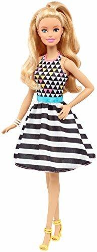 Mattel Barbie DVX68 - Fashionistas Puppe mit schwarz-weiß gestreiftem Outfit, Ankleidepuppen