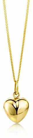 Miore Kette Damen Halskette mit Anhänger Herz aus Gelbgold 9 Karat / 375 Gold, Halsschmuck 45 cm lang