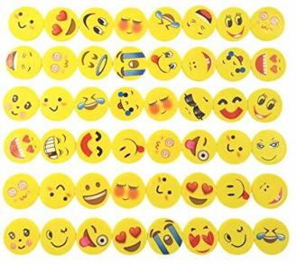 JZK Set von 48 Stücke Emoji Kinder Radiergummi Smiley Radierer, Spielzeug Gastgeschenk Geschenke für Geburtstag Party Festival neues Jahr Weihnachten, gelb