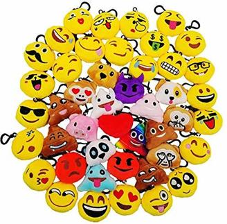 JZK 45 x 5cm Mini Emoji Plüsch Schlüsselanhänger Tasche Anhänger, Mitgebsel Geschenk Gastgeschenk für Kinder Party Geburtstag Party