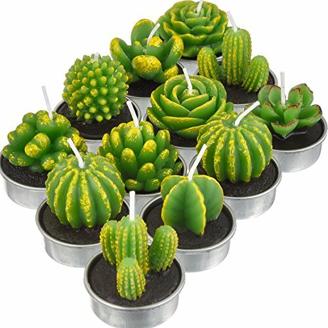 12 Stücke Kaktus Teelicht Kerzen Handgefertigt Zart Saftig Kaktus Kerzen für Party Hochzeit Spa Dekoration Geschenke (Stil A)