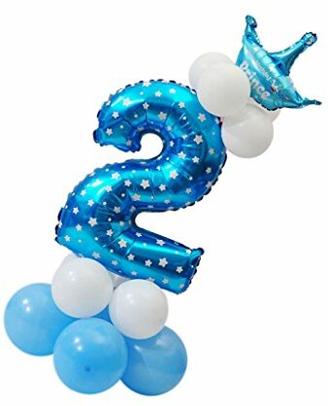 Sharplace Ballon Zahl 0-9 in Blau - Folienballons und Latexballons als Kinder Geschenk Geburtstag Party Dekoration - Nummer 2