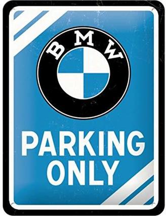 Nostalgic-Art PO26177 BMW Parking – Parking Only Blue – Geschenk-Idee für Auto Zubehör Fans, Retro Blechschild, aus Metall, Vintage-Design zur Dekoration, 15
