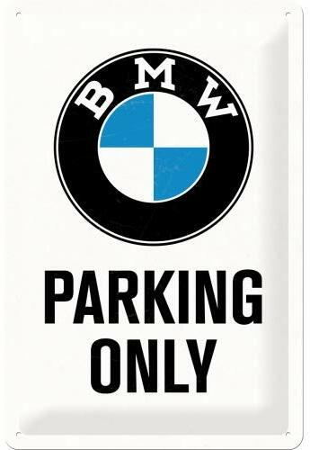 Nostalgic-Art Retro Blechschild, BMW – Parking Only White – Geschenk-Idee für Auto Zubehör Fans, aus Metall, Vintage-Design zur Dekoration, 20 x 30 cm