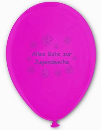 Unbekannt 10 Luftballons Alles Gute zur Jugendweihe, Fuchsia und weiß, ca. 30 cm Durchmesser