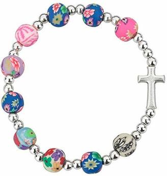 MaMeMi Armband mit Kreuz und bunten Perlen. Toller Schmuck insbesondere als Geschenk zur Kommunion für Mädchen