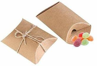 Bindex 50 Stück Vintage-Stil Geschenkboxen aus Kraftpapier mit Juteschnur Hochzeit Geschenkverpackung Tüten für süßigkeiten Karton