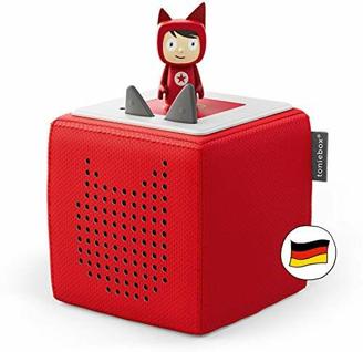 Toniebox Starter Set inkl. 1 Kreativ-Tonie-Figur – Audioplayer für Hörbücher und Lieder für Kinder, einfach zu bedienende kabellose Musikbox BZW. Lautsprecher, 7 Std. Akku, Rot