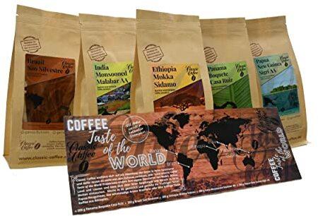 Classic Caffee - Premium Kaffee Weltreise Probierset 5x200g Kaffee-Geschenkset aus aller Welt - Kaffeeliebhaber Geschenk- 100% Arabica (Gemahlen)
