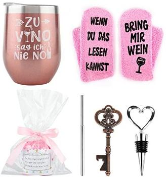 Belloxis Weinbecher Geschenkset mit Wein Socken, Wein Geschenk für Freundin Wenn Du Das Lesen Kannst Socken