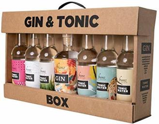 Franz von Durst - Gin & Tonic Box, Gin Geschenkset mit 0,5l Premium Gin (World Spirits Award GOLD 2019 & 2021) + 6x Tonic Water 0,33l mit verschiedenen Designs (Falstaff 92/100 Punkten)