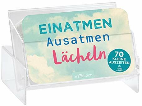 Einatmen, Ausatmen, Lächeln: 70 kleine Auszeiten | Mehr Achtsamkeit und Entspannung für dich: 70 Karten mit inspirierenden Sprüchen und Zitaten