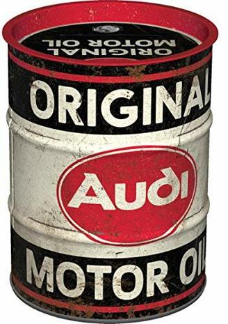 Nostalgic-Art Retro Spardose, Audi – Motor Oil – Geschenk-Idee für Auto Zubehör Fans, Sparschwein aus Metall, Vintage Blech-Sparbüchse, 600 ml