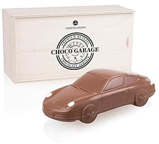 Porsche 911 Carrera - Holzkiste - Schokoladenauto in Holzkästchen | Auto aus Vollmilchschokolade | Geschenk für Autoliebhaber | Kinder | Erwachsene | lustige Geschenkidee | Mann | Frau | Vatertag