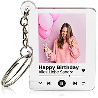 GRAVURZEILE Bedruckter Schlüsselanhänger aus Acrylglas - Song Cover mit Foto - Personalisiertes Geschenk mit eigenem Bild im Spotify Musik Cover Design - Fotogeschenke für Sie & Ihn