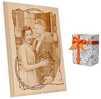 Personalisiertes Fotogeschenk auf Massivholz für besondere Glücksmomente : Hochzeit, Geburtstag, Jahrestag oder Valentinstag | 22x30cm | Als Geschenk Verpackt
