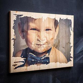 Dein Foto auf Holz bedruckt - Direkter Fotodruck - Vintage-Holz - Personalisiertes Holz-Bild als Fotodruck | Ideal als Hochzeitsgeschenk & Geburtstagsgeschenk Größe: S (11 x 11 cm)