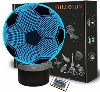 Kinder Nachtlicht Fußball 3D Optische Täuschung Lampe mit Fernbedienung 16 Farben Ändern Fußball Geburtstag Weihnachtsidee für Sport Fan Jungen Mädchen