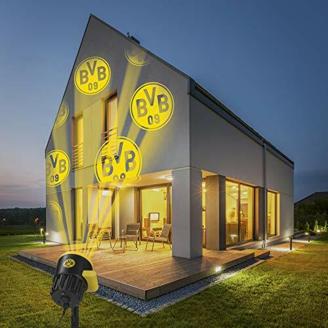 Borussia Dortmund Logo Projektor Fanartikel | LED-Motivstrahler BVB-Logo | Beleuchtung für Borussia Dortmund Supporter (gelb/schwarz)