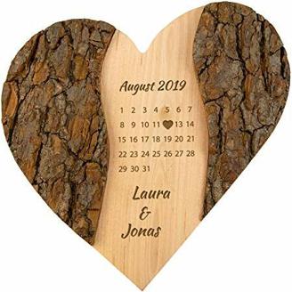 Geschenke 24 Holz Herz mit Gravur | Motiv Schönster Tag | Wunschtext Namen und Datum | Schönster Tag Geschenkidee | Besonderes Geschenk zur Hochzeit, Jahrestag, Valentinstag oder zum Geburtstag