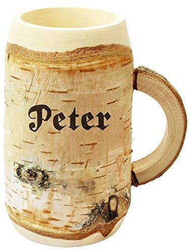 Holz Bierkrug mit Gravur - personalisiert mit Name - ca 0,5L - individuelles Geschenk, Holzkrug Unikat - Geschenkidee für Bierfreunde, Sammlerstück, bayerische Souvenirs, deutsche Geschenke
