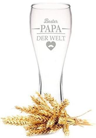 Leonardo Weizenglas mit Gravur - Bester Papa der Welt - Geschenk für Papa ideal als Vatertagsgeschenk 0,5l Bierglas Weizenbierglas als Geburtstagsgeschenk für Männer